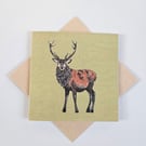 Stag card, blank card, printed card for deer and animal lovers