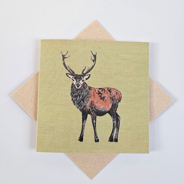 Stag card, blank card, printed card for deer and animal lovers