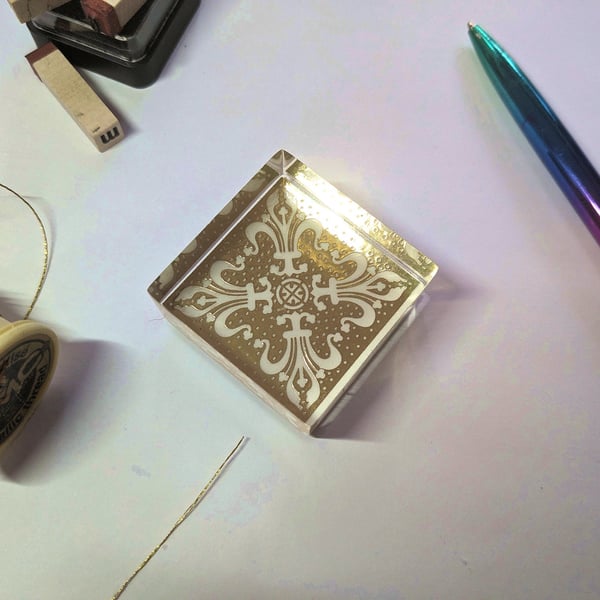 Art Deco Stamp Block on Clear Acrylic