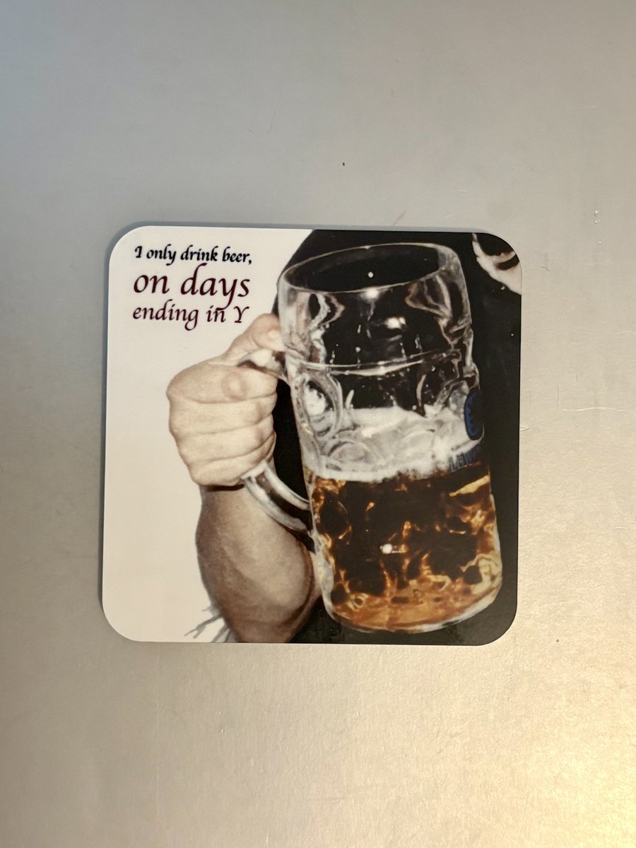 I only drink beer....  9.5cm cork backed coaster 