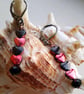 Red & Black Hematirte Gemstone Heart Dangle Earrings - Image 5