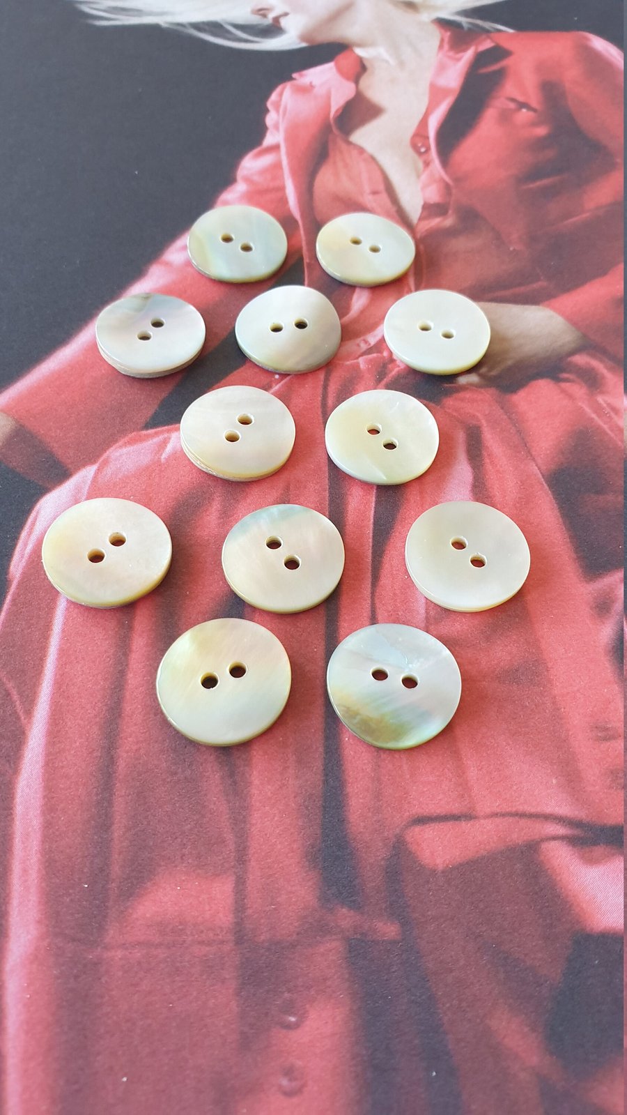 15mm AGOYA Natural Pearl Buttons THICK QUALITY x 6