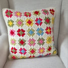 Multicoloured Squares Crochet Cushion Cover