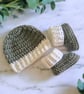Newborn Baby Hat and Booties Crochet Gift Set - CLEARANCE 