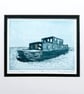 Original Etching Print of Houseboat - Time and Tides