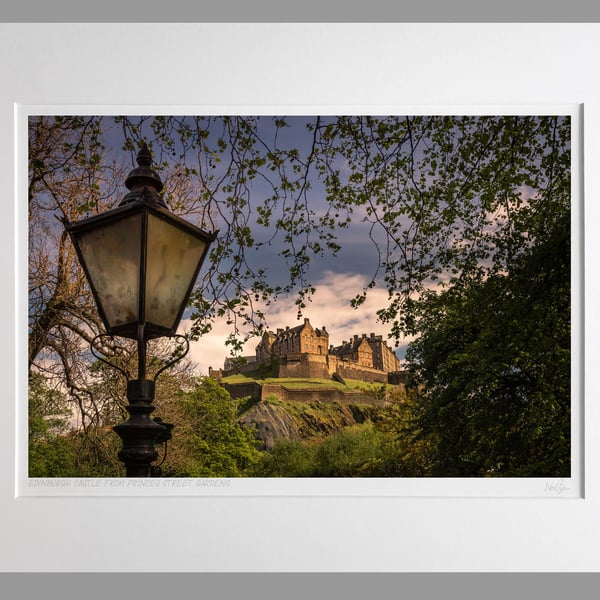 Edinburgh Castle from Princes Street Gardens - A3 (50x40cm) Unframed Print