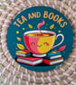Round Coaster 'Tea and Books' perfect bookish reading lover gift - Image 1
