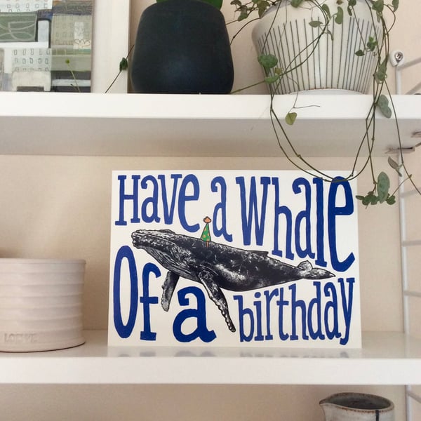 Illustrated Whale Birthday Card