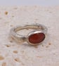 Textured Silver Ring with Faceted Garnet Slice : Size K - Image 5