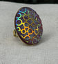 Hot pink glitter gold pattern ring extra large 30x40mm - Image 8