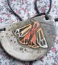 ceramic necklace pendant handmade- moth semi circle - Image 2