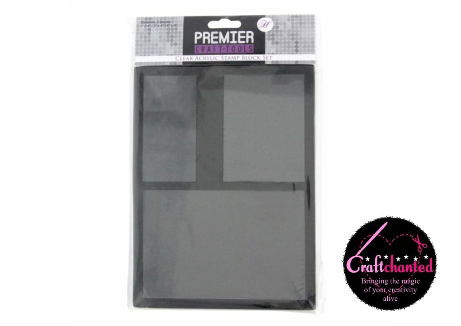 Premier Craft Tools - Hunkydory - Clear Acrylic Stamp Block Set - 3 Pack