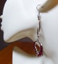 Red and Silver Enamelled Bat & Thorn Earrings with Silver Plated Ear Wires - Image 2