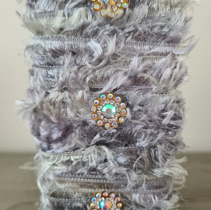 Set Of 2 Handmade Yarn Wrapped Vases,Silver Gre... - Folksy