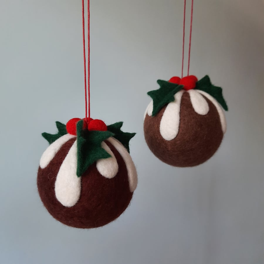  Needle Felted Christmas Pudding Decoration