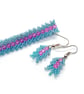 Blue and pink gem St Petersburg weave beaded bracelet and earrings set