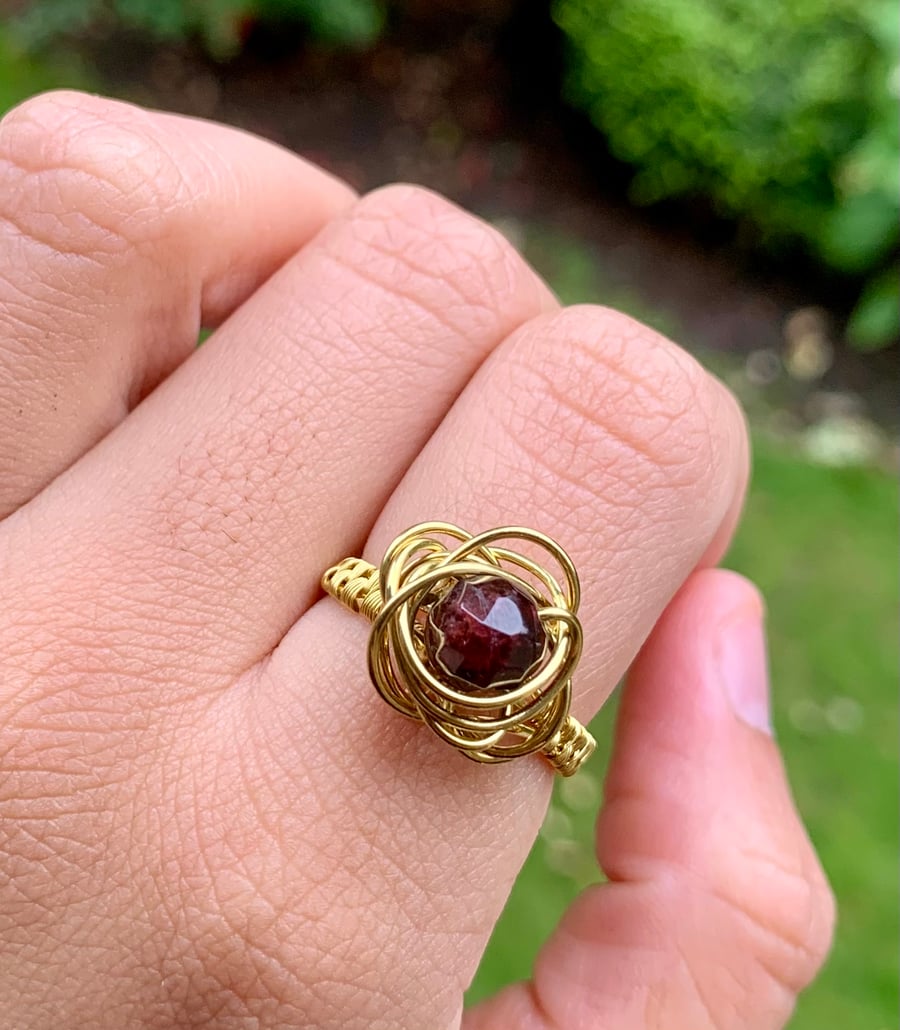 Handmade Copper Rings With Jewels Wire Wrapped Gold Copper Ring