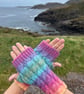 Hand knitted fingerless gloves in vibrant colours     COTTAGE GARDEN - Image 1