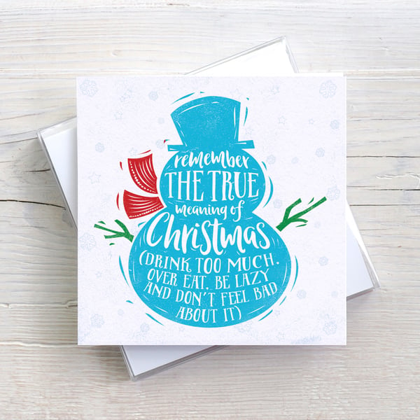 Funny Alternative Cynical Christmas Blank True Meaning Christmas card