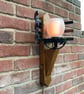 Torchiere Wall Sconce, Medieval Look, Reclaimed Wood and Ironwork - Image 4