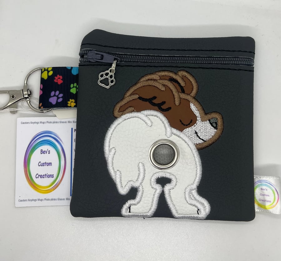 Papillon Embroidered Poo bag dispenser 