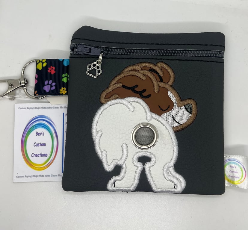 Papillon Embroidered Poo bag dispenser 