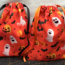 Halloween themed fabric pouch drawstring bag