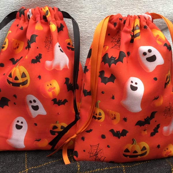 Halloween themed fabric pouch drawstring bag