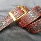 Handmade embossed leather belt 