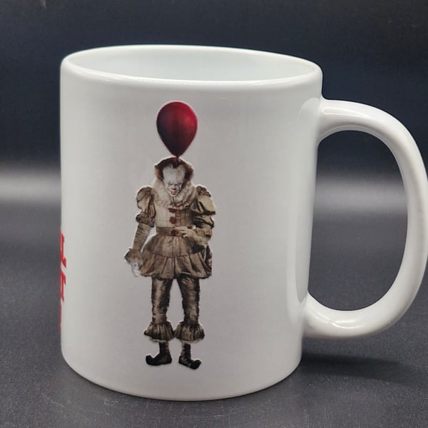 New Pennywise Mug It Movie Scary Clown Horror Movie Fan Art Full Figure