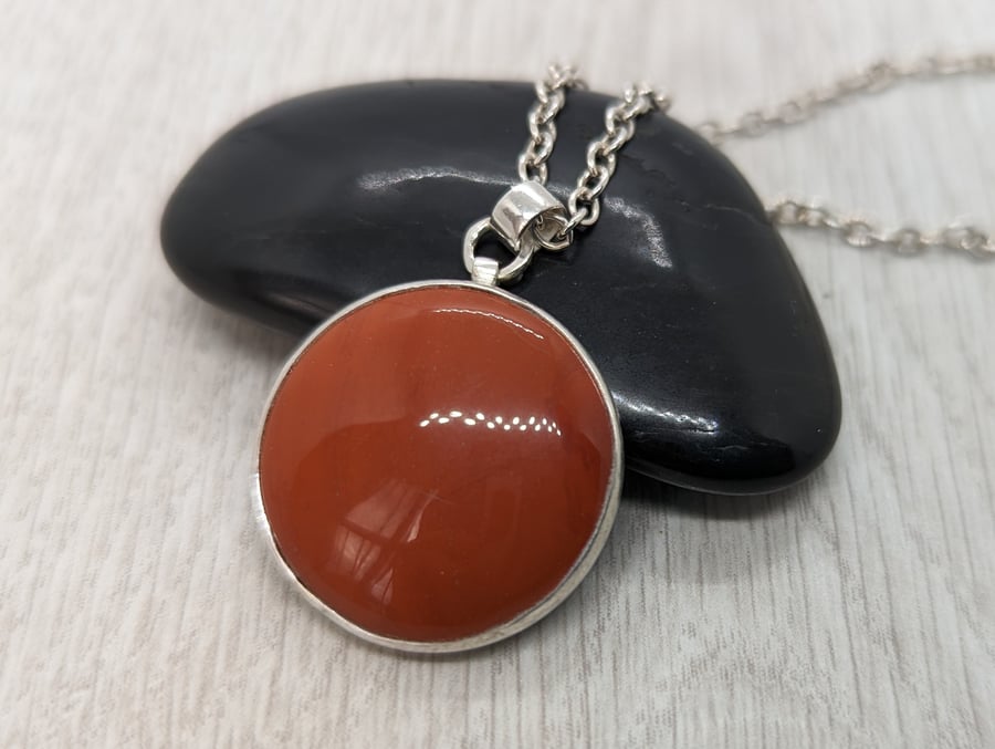 Silver Necklace with Jasper Pendant