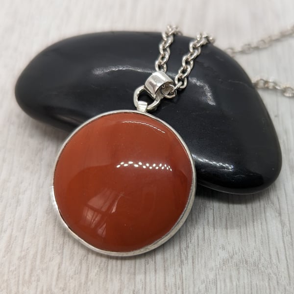 Silver Necklace with Jasper Pendant