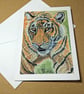 Tiger Portrait Art Card: Blank or Personalised A6-Size Greetings Card - Image 4