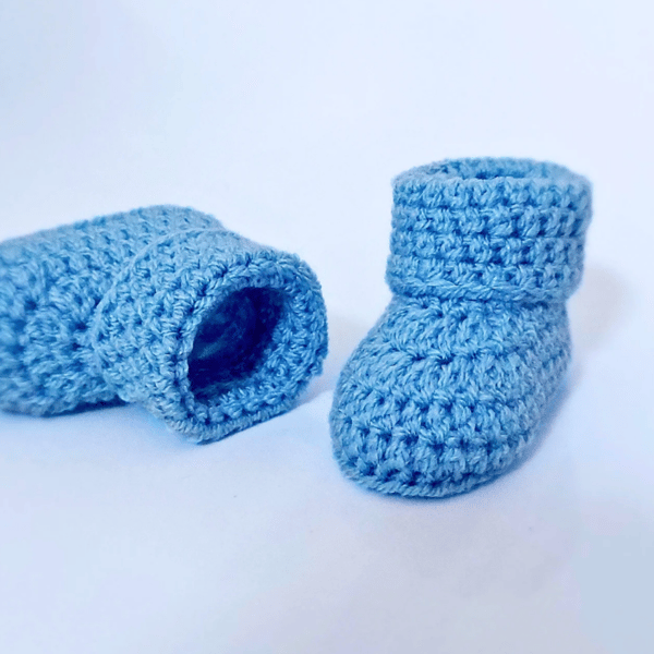 Baby Booties Crochet In Sizes Newborn Baby, 0-3 and 3-6 Months, Shower Gift