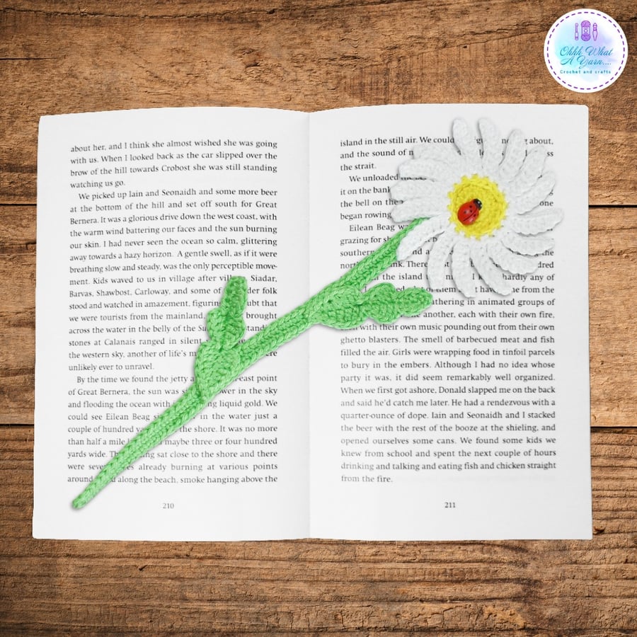 Daisy flower crochet bookmark, daisy page keeper
