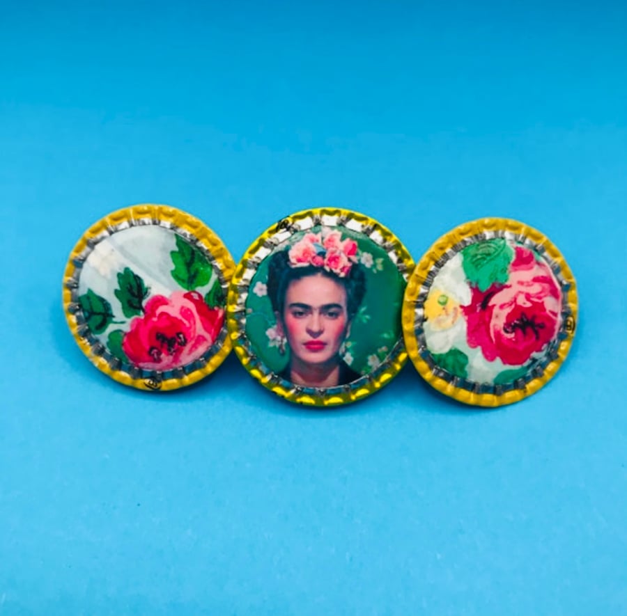 Frida kahlo eco friendly handcrafted hair barrette 