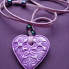 Sale Lilac Heart Clay Pendant