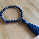 Pocket mini Mala anxiety worry relief 27 bead mantra with tassel (Sodalite)