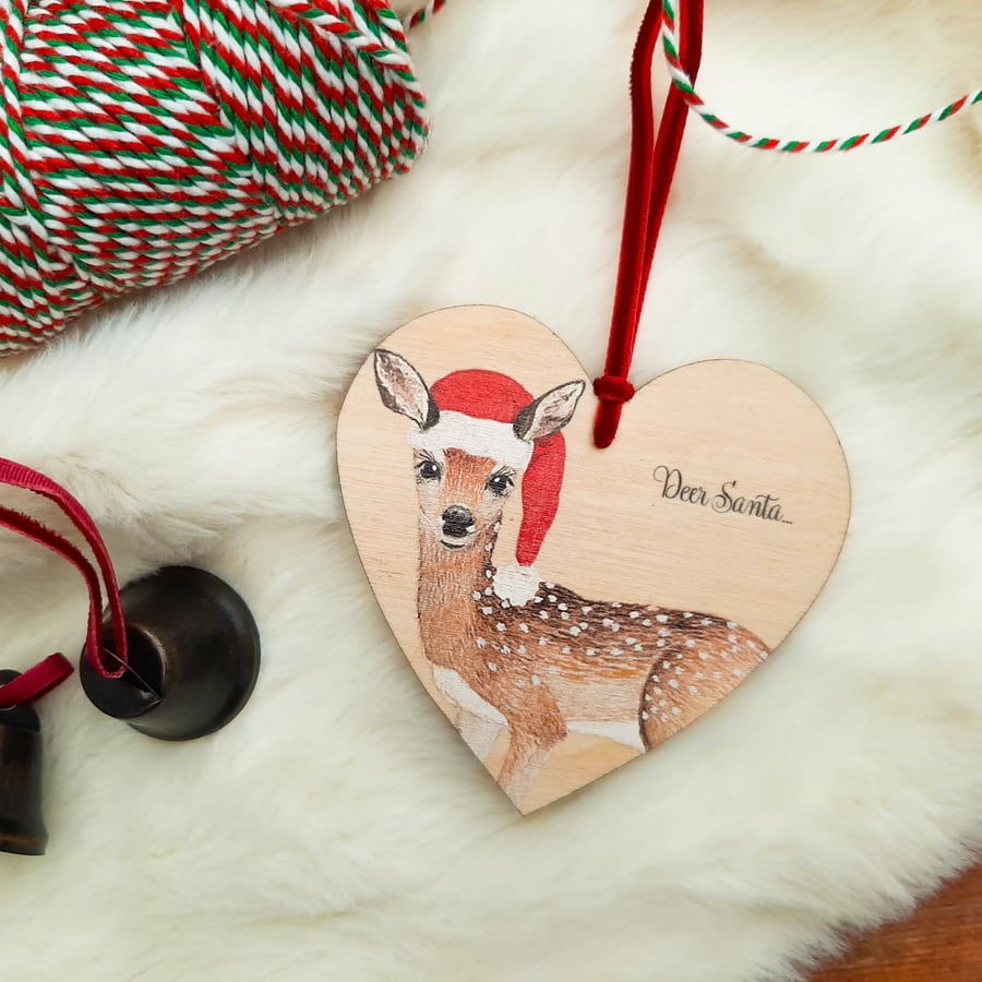 Deer Santa Hanging Heart