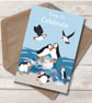 Birthday Celebration Card  different occasions -  Puffin coastal illustration - Image 2
