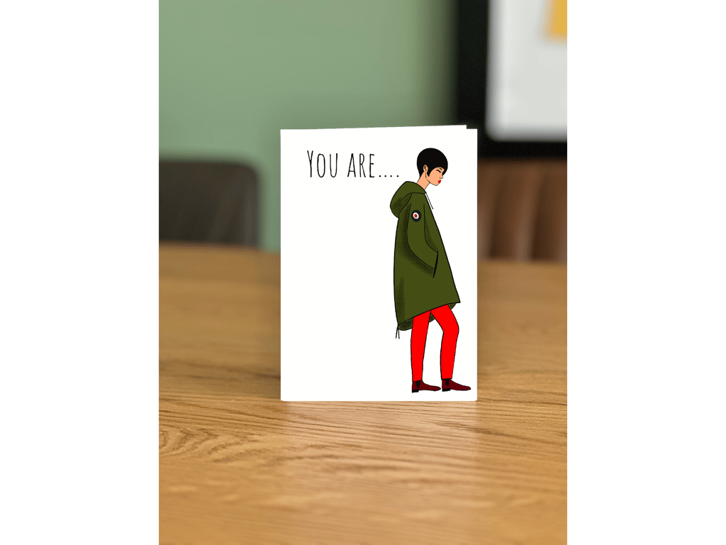 You Are..... Greeting Card 1960s Mod Girl in a Parka with Target