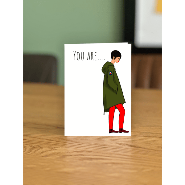 You Are..... Greeting Card 1960s Mod Girl in a Parka with Target