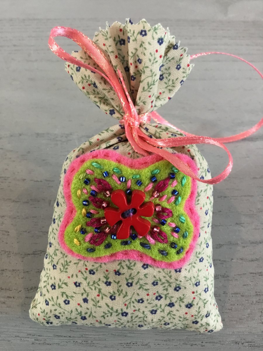 Red Flower Lavender Bag 