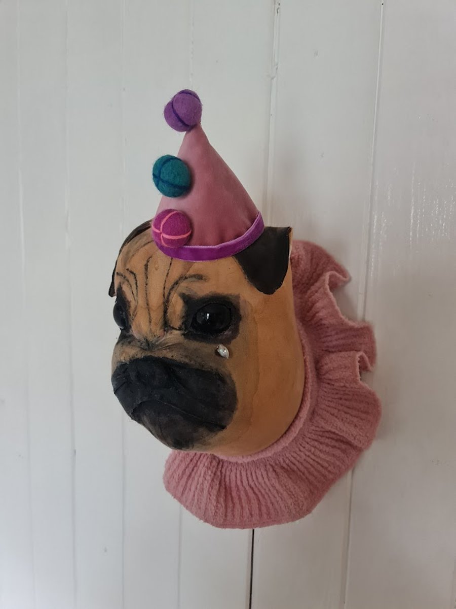 Handmade circus pugly faux taxidermy