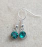 sweet little silver plated earrings with mini sea green  glass pendants