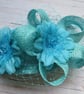 Pale Turquoise Blue Blossom Flower Retro Veil Fascinator  - Image 4