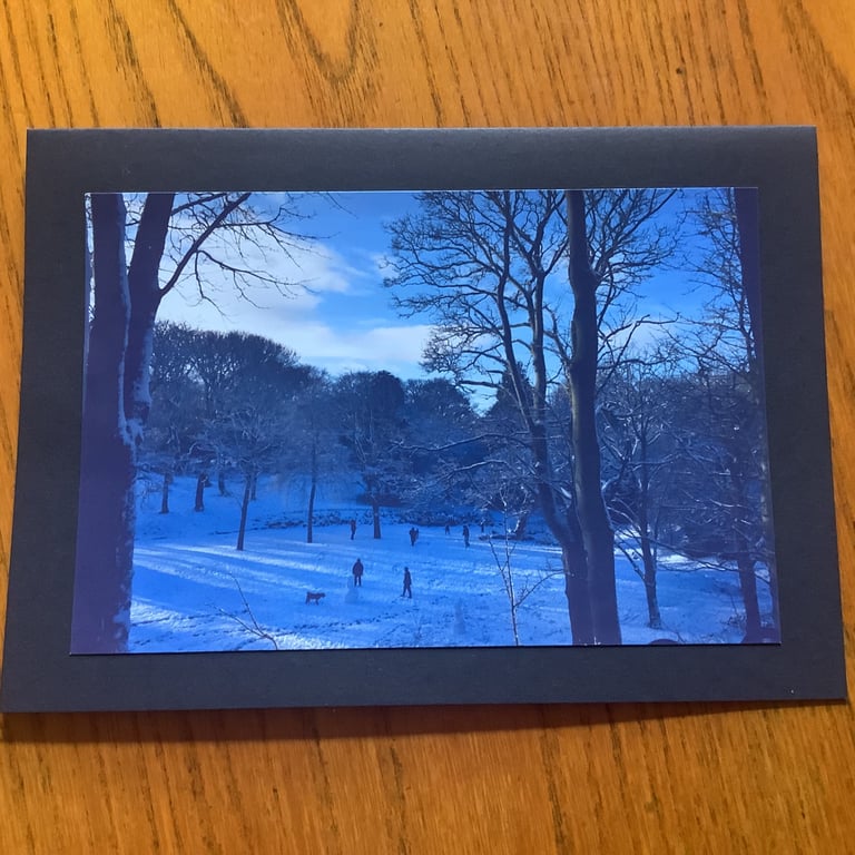 Handmade original photo card of snowy scene 'Snow like Lowry'