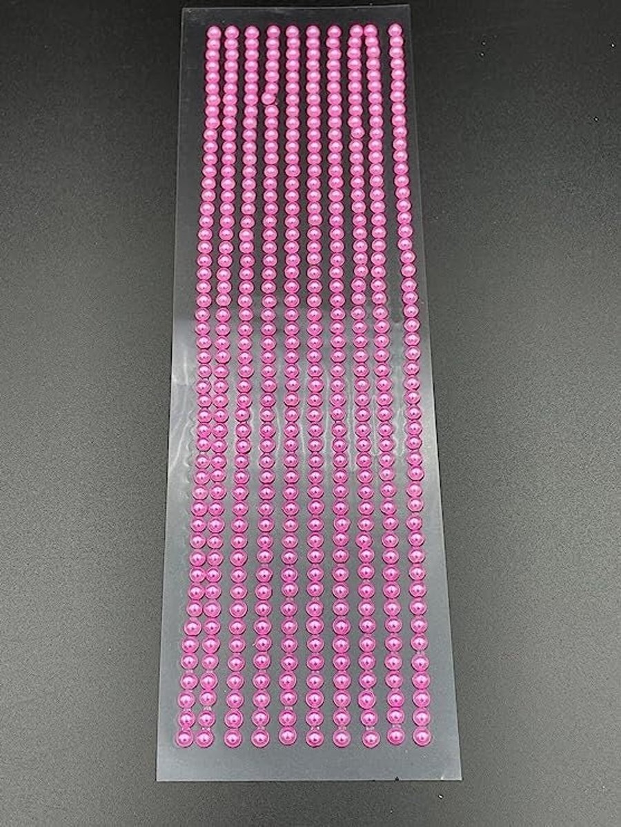 500 Mini Self Adhesive Pearls 3mm Beautiful Small Round Neon Pink Pearl Stick On