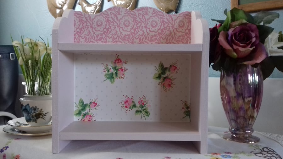Wooden Bespoke Shelf Storage Unit made using Cath Kidston Rose Sprig and Emma Br