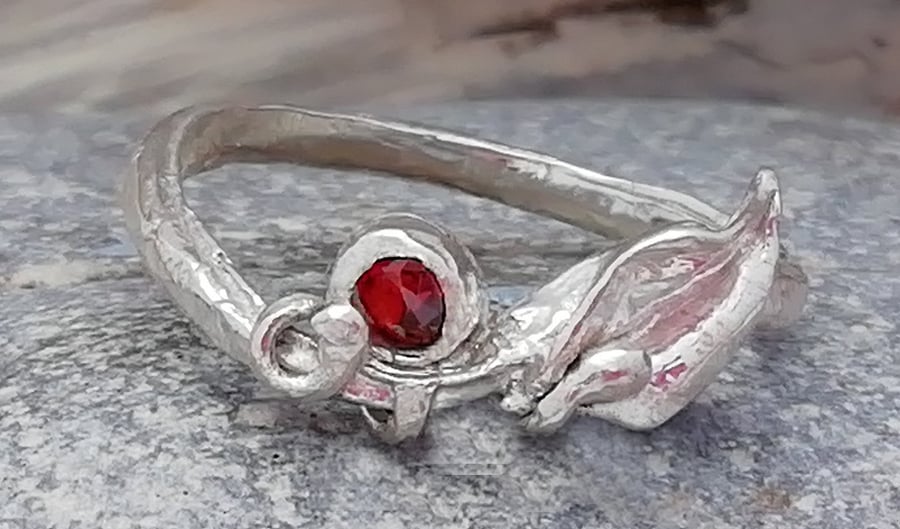 Stunning Delicate Silver or gold Ruby Ring by MidasTouch Jewels